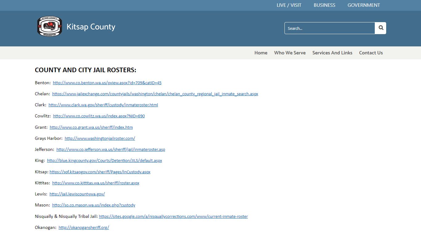 County and City Jail Rosters - Kitsap